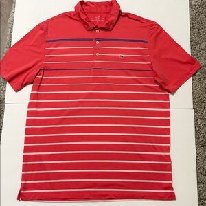 Vineyard Vines Pink Polo with White and Blue Stripes